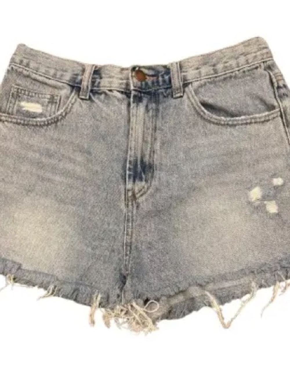 High-Rise Distressed Women's Denim Shorts - Light Blue